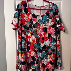 Colorful Floral Short Sleeve Women's Top